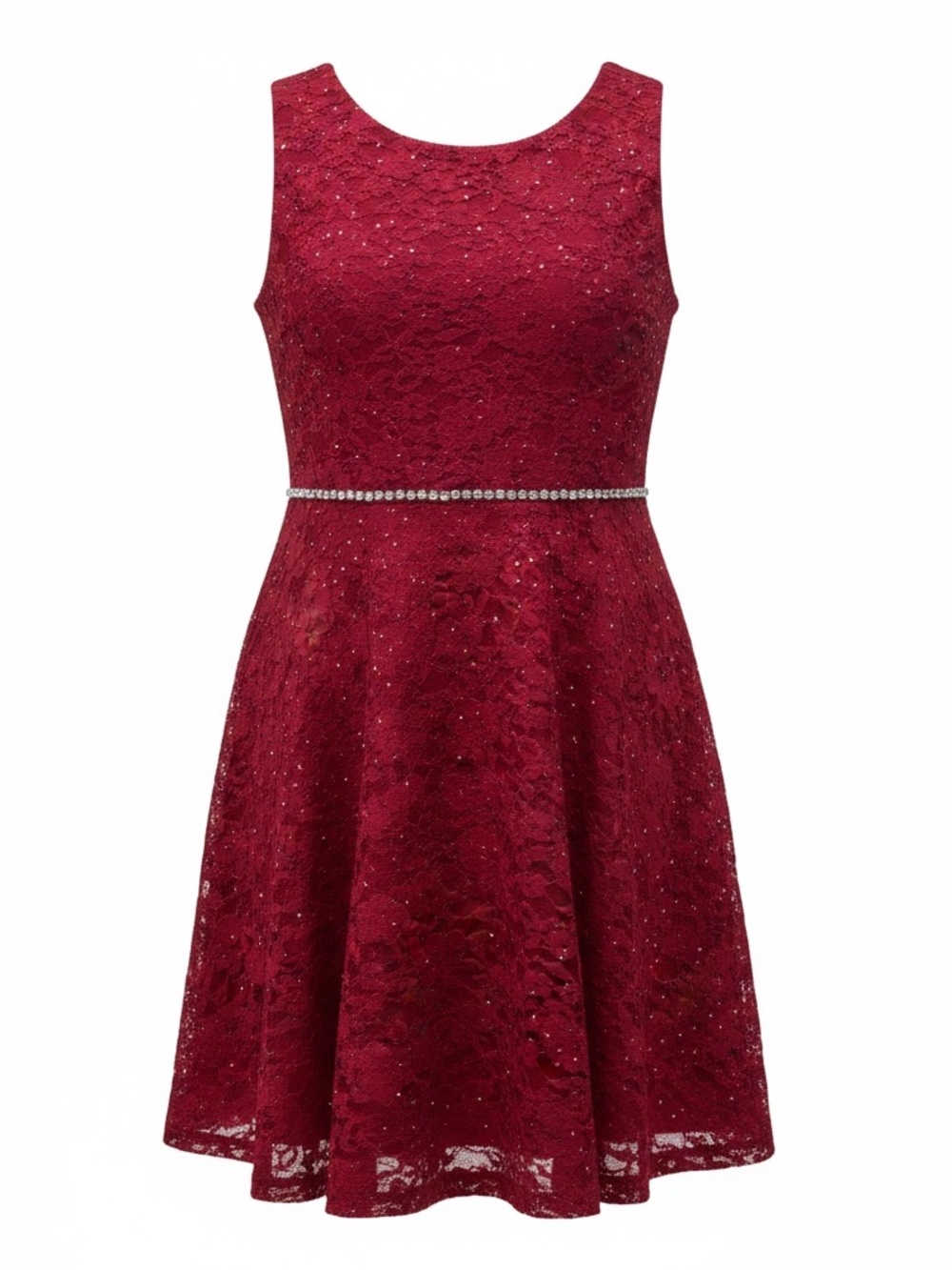 Child’s Sleeveless Lace Fit & Flare Dress - Christmas Red